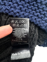 Cop Copine Subversive Wool Blend Navy Blue Knit Off-the-Shoulder Shawl Scarf Wrap | One Size