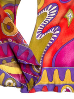 Vintage 90s Y2K Anna Molinari Blumarine Rare Psychedelic Silk Bright Abstract Patterned Butterfly Sleeve Blouse
