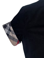 Vintage 2000s Y2K Burberry Brit T-shirt with Tartan Plaid Sleeve Detail | Size XS