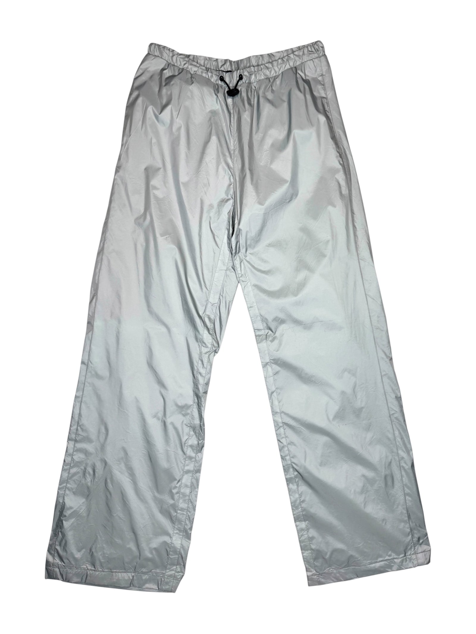 Vintage 2000s KILLAH Mid-High Rise Silver Grey Wide Leg Nylon Utility Pants | Size S