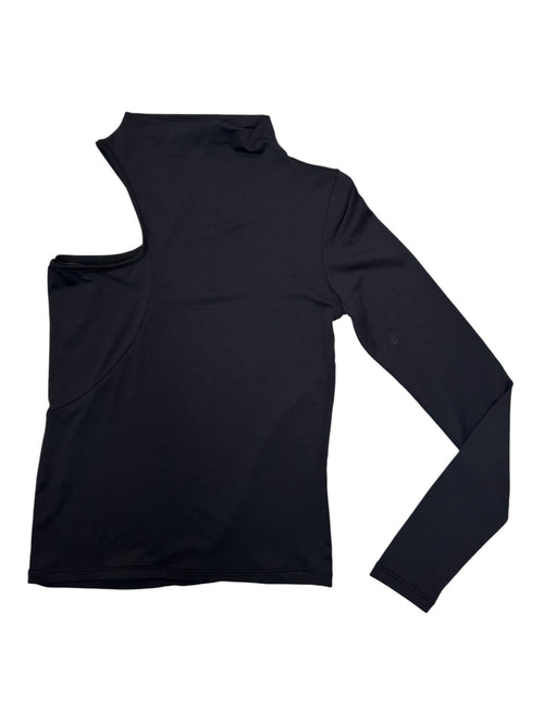 Vintage 2000s Black One Shoulder Long Sleeve Studded Mockneck Top | Size S