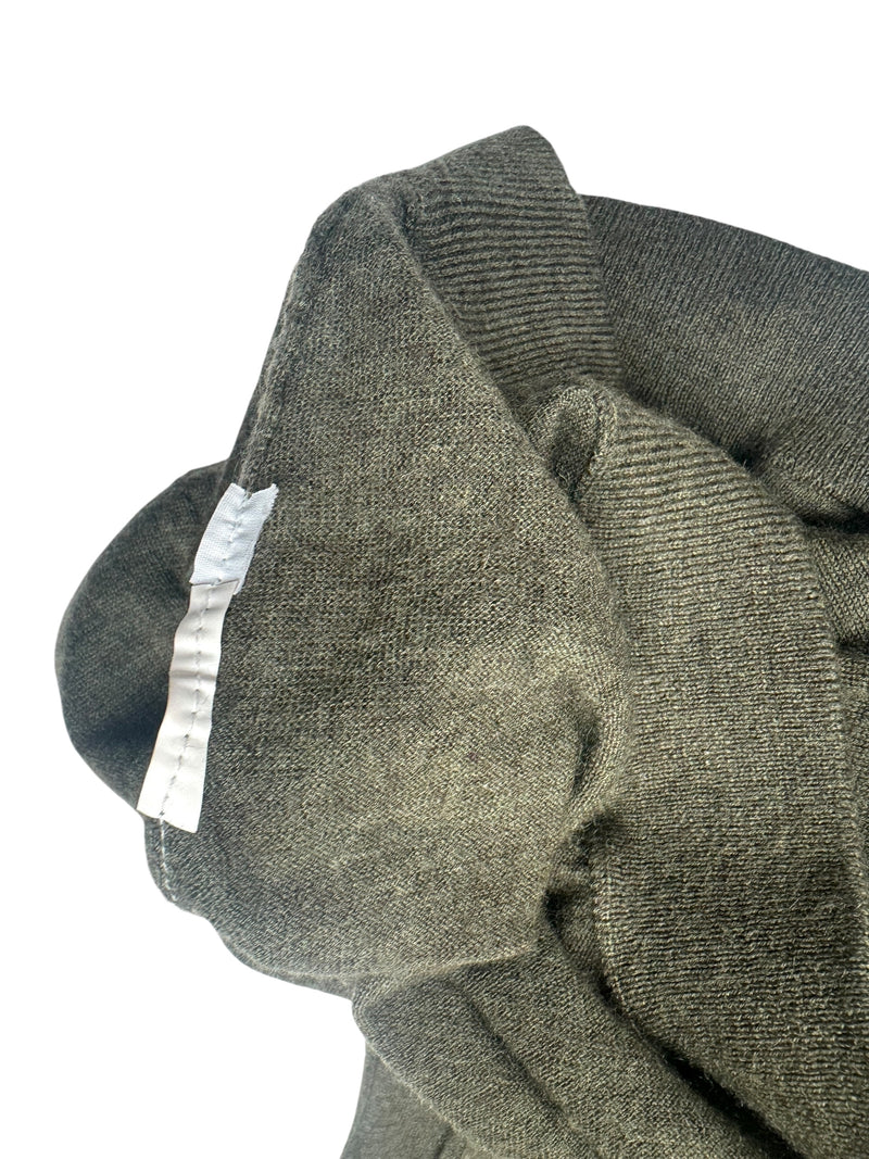 Vintage 2000s Y2K Plein Sud Wool Khaki Green Sleeveless Roll Turtleneck Knit Sleeveless Sweater Midi Dress | Size L-XL