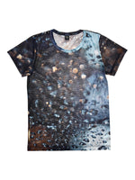 Y’S by YOHJI YAMAMOTO Blue & Brown Abstract Short Sleeve Mesh Top | Size S-M