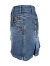 Vintage 2000s Y2K Preppy Medium Wash Blue Denim Faded Pleated Mini Jean Skirt | 29 Inch Waist