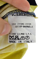 Vintage 90s Y2K Iceberg Men's Streetwear Designer Tropical Graphic Print Collared 1/4 Button Down Short Sleeve Polo Shirt | Men’s Size L-XL