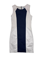 Vintage 2000s DKNY Blue & Grey Knee Length Sleeveless Fitted Midi Pencil Dress | Size XS-S