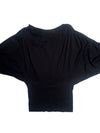 Vintage 2000s Y2K Custo Barcelona Striped Graphic Half Knit Bubble 3/4 Sleeve Bubble Top with Cinched Waist | Size L-XL