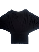 Vintage 2000s Y2K Custo Barcelona Striped Graphic Half Knit Bubble 3/4 Sleeve Bubble Top with Cinched Waist | Size L-XL