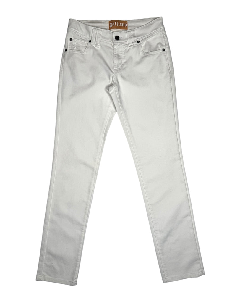 Vintage 2000s Galliano White Low Rise Slim Fit Skinny Jeans | 28 Inch Waist