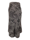 Vintage 2000s Y2K Chic Bohemian Hippie Low Rise Taupe Brown Grey Floral Velour Paisley Patterned Below-the-Knee Full Circle Midi Skirt | 30 Inch Waist