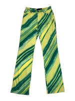 Vintage 2000s Y2K Just Cavalli Mid-Rise Yellow & Green Abstract Acid Print Bootcut Jeans (As Seen on Sex and the City Season 4, Ep. 13) | 28 Inch Waist