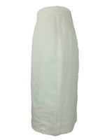 Vintage 80s Mod Minimalist Chic Solid Basic White Linen High Waisted Straight Silhouette Midi Skirt  | 31 Inch Waist