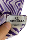 Vintage 2000s Y2K Funky Chic Silk Purple Zig Zag Print Long Wide Shawl Wrap Neck Tie Scarf with Hand-Rolled Hem