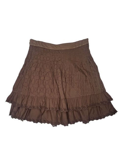 Vintage 2000s Max & Co Brown Low Rise Brown Layered Ruffle Mini Skirt | Size XS-S