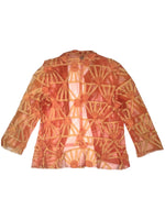 Vintage 2000s Y2K Save The Queen Orange Abstract Lightweight Mesh Patchwork Summer Blazer Jacket | Size S