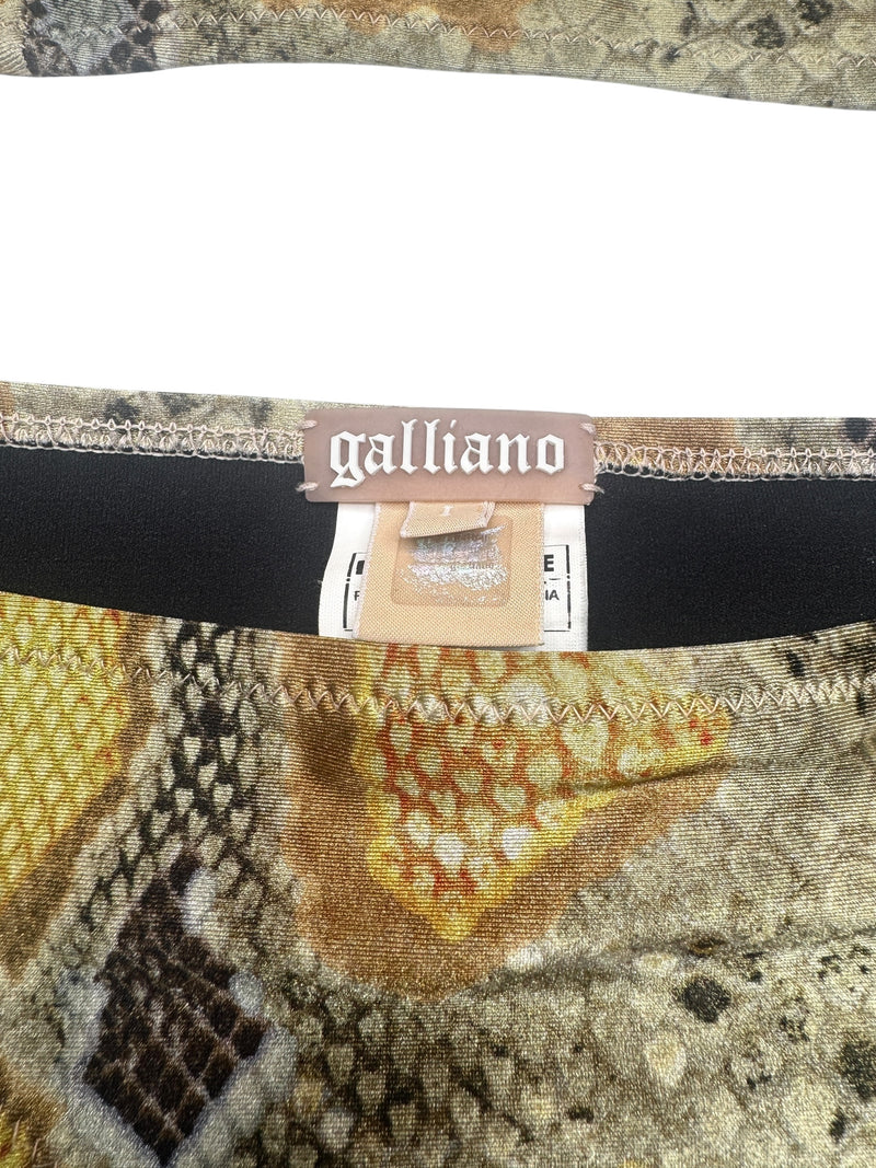 Vintage 2000s Y2K Galliano Snake Print Two Piece Bikini with Halter Top and Low-Rise Bottoms | Size XS