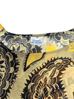 Vintage 2000s Y2K Trussardi Green & Yellow Paisley Graphic Print Sleeveless Chiffon Tank Top | Size M