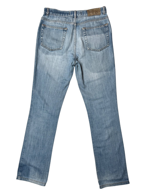Vintage 2000s Y2K Just Cavalli Mid-Rise Blue Light Wash Denim Straight Leg Jeans | 30 Inch Waist