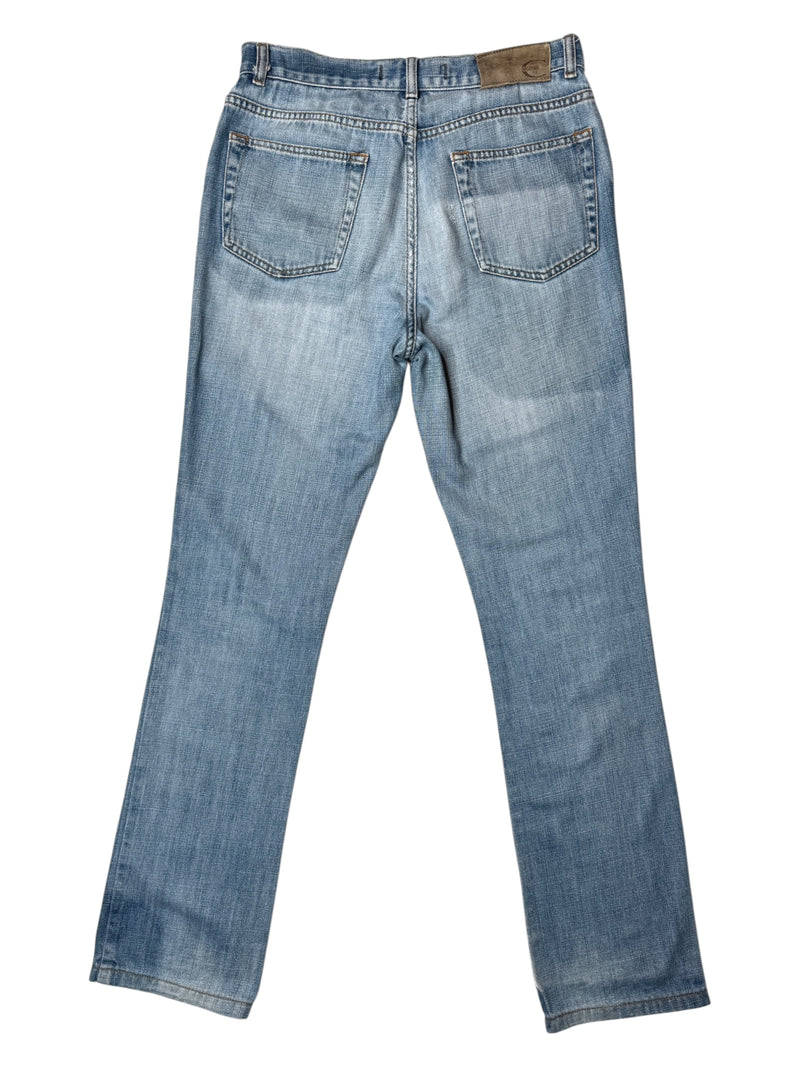 Vintage 2000s Y2K Just Cavalli Mid-Rise Blue Light Wash Denim Straight Leg Jeans | 30 Inch Waist
