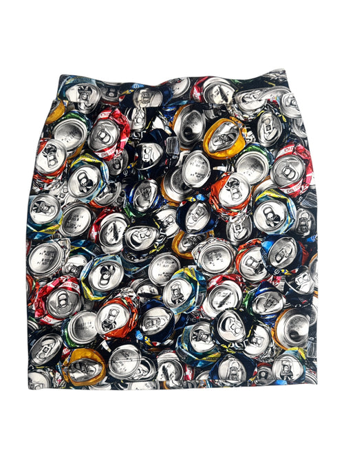 2014 Moschino Couture Pop Art Soda Bottle Can Above-the-Knee Skirt with Elasticated Waist | Size M