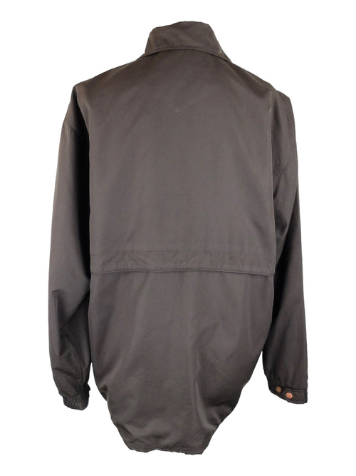 Vintage 90s Men's Utilitarian Bohemian Solid Dark Brown Collared Zip Up Windbreaker Shell Jacket | Size L