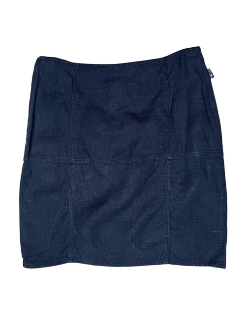 Vintage 2000s Y2K Moschino Preppy Minimalist Navy Blue Low Rise Skirt With Side Slit | Size S