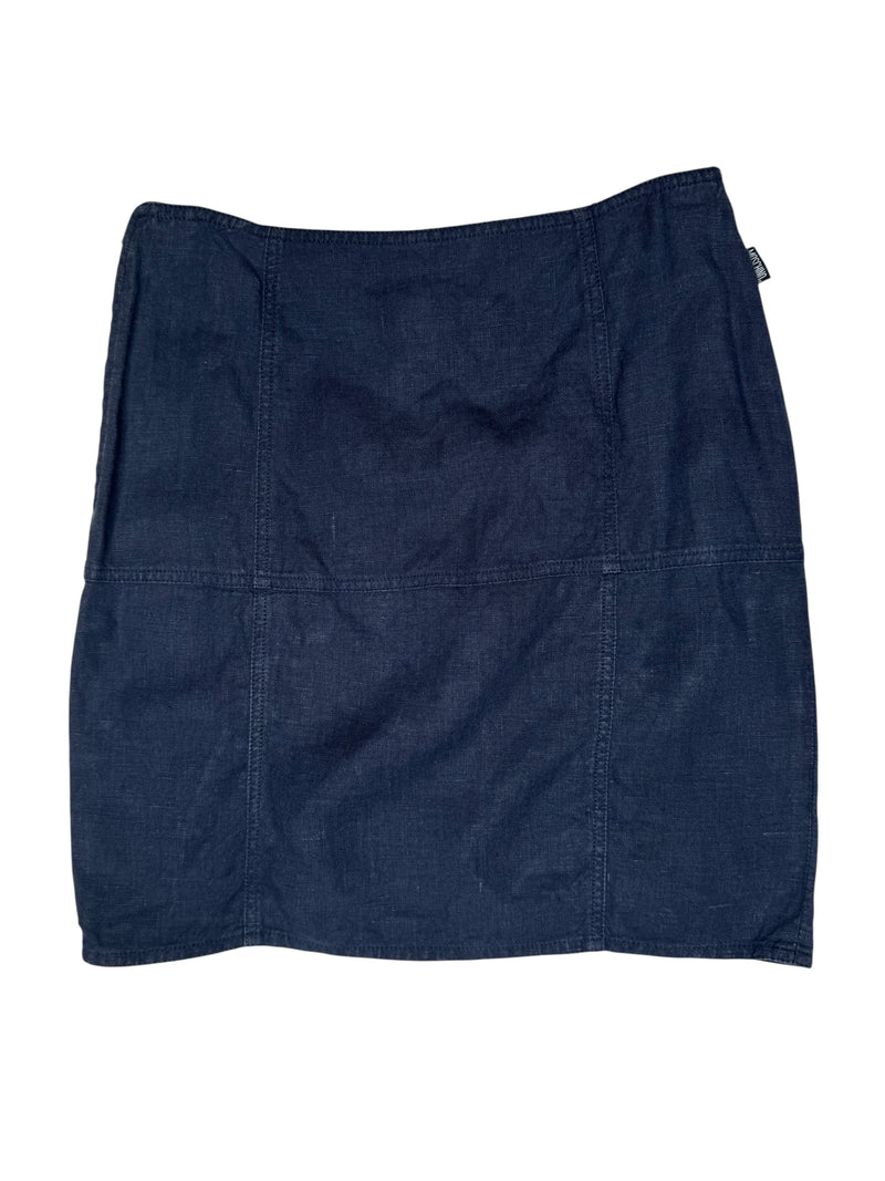 Vintage 2000s Y2K Moschino Preppy Minimalist Navy Blue Low Rise Skirt With Side Slit | Size S