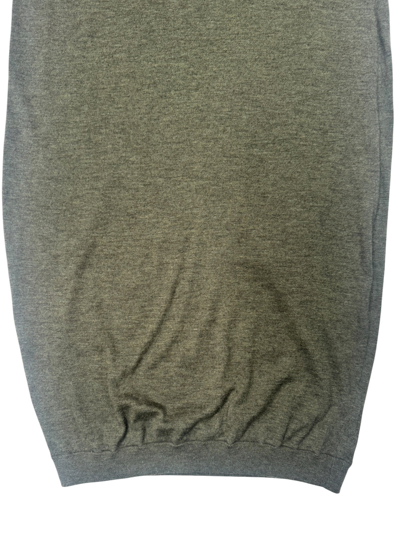 Vintage 2000s Y2K Plein Sud Wool Khaki Green Sleeveless Roll Turtleneck Knit Sleeveless Sweater Midi Dress | Size L-XL