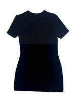 Vintage 90s Y2K Roberto Scarpa Black Velvet Short Sleeve Formal Cocktail Party Dress With Fuzzy Sparkle Detail | Size M-L