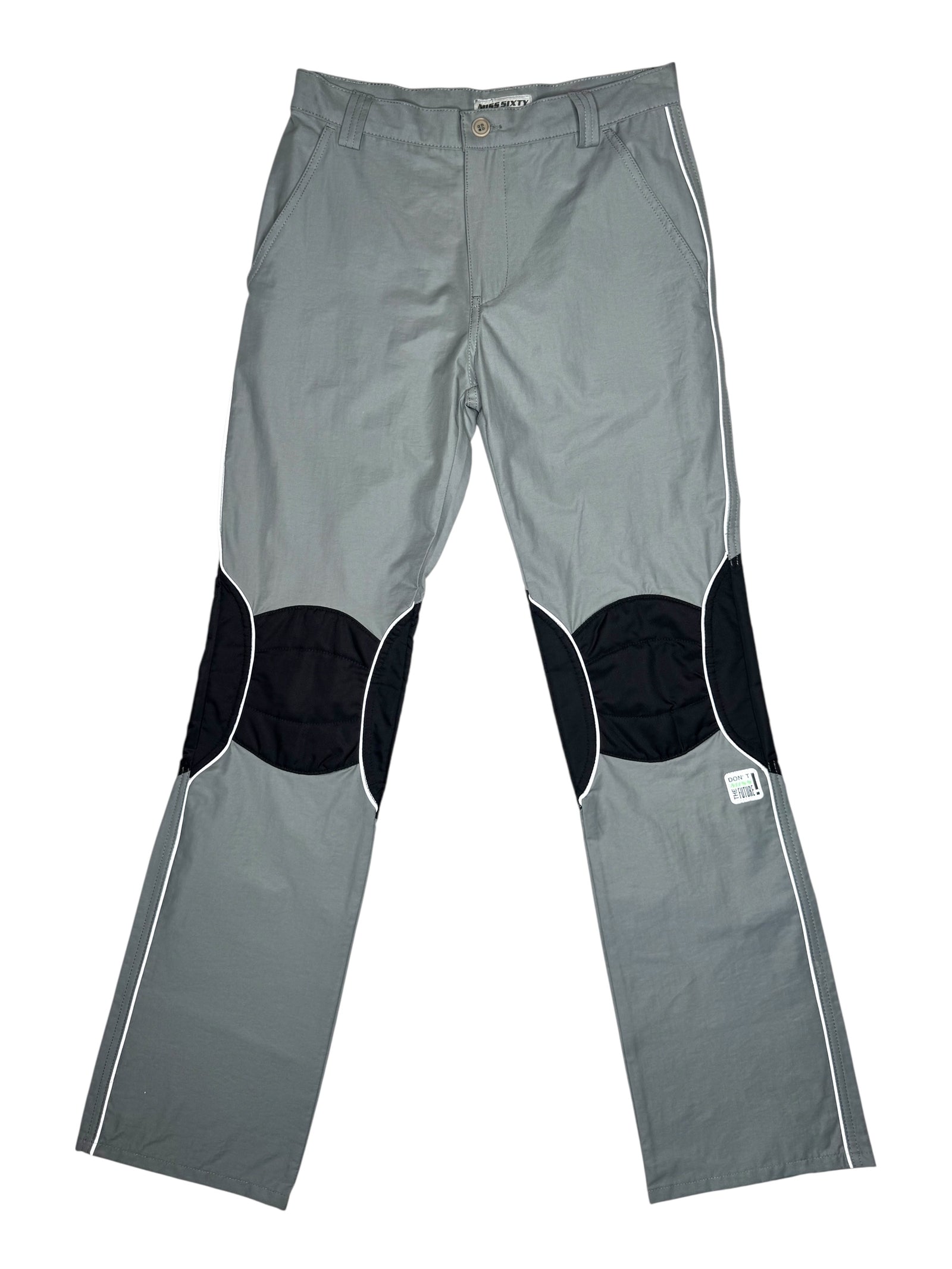 Vintage 2000s Y2K Miss Sixty Cyber Subversive Utilitarian Grey Trousers with Knee Patches & Reflective Strips | 28 Inch Waist