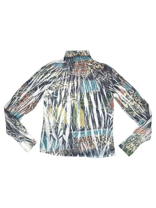 Vintage 2000s Floral Abstract Long Sleeve Collared Button Up Shirt | Size M
