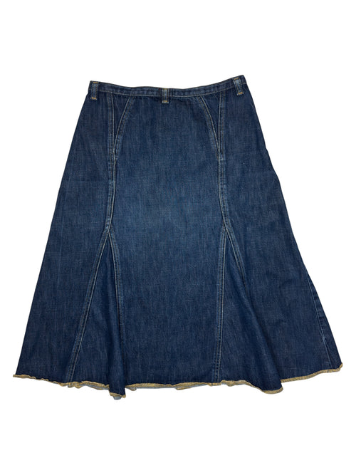 Vintage 2000s DIESEL High Waisted Above-the-Knee Denim Midi Circle Jean Skirt | Size XS
