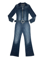 Vintage 2000s Faded Denim Jumpsuit with Belt | Size S-M