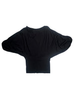 Vintage 2000s Y2K Custo Barcelona Striped Graphic Half Knit Bubble 3/4 Sleeve Bubble Top with Cinched Waist | Size L-XL