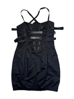 Marithé + François Girbaud S/S 2011 Runway Black Strappy Bondage Above-the-Knee Linen Blend Tank Dress | Size S