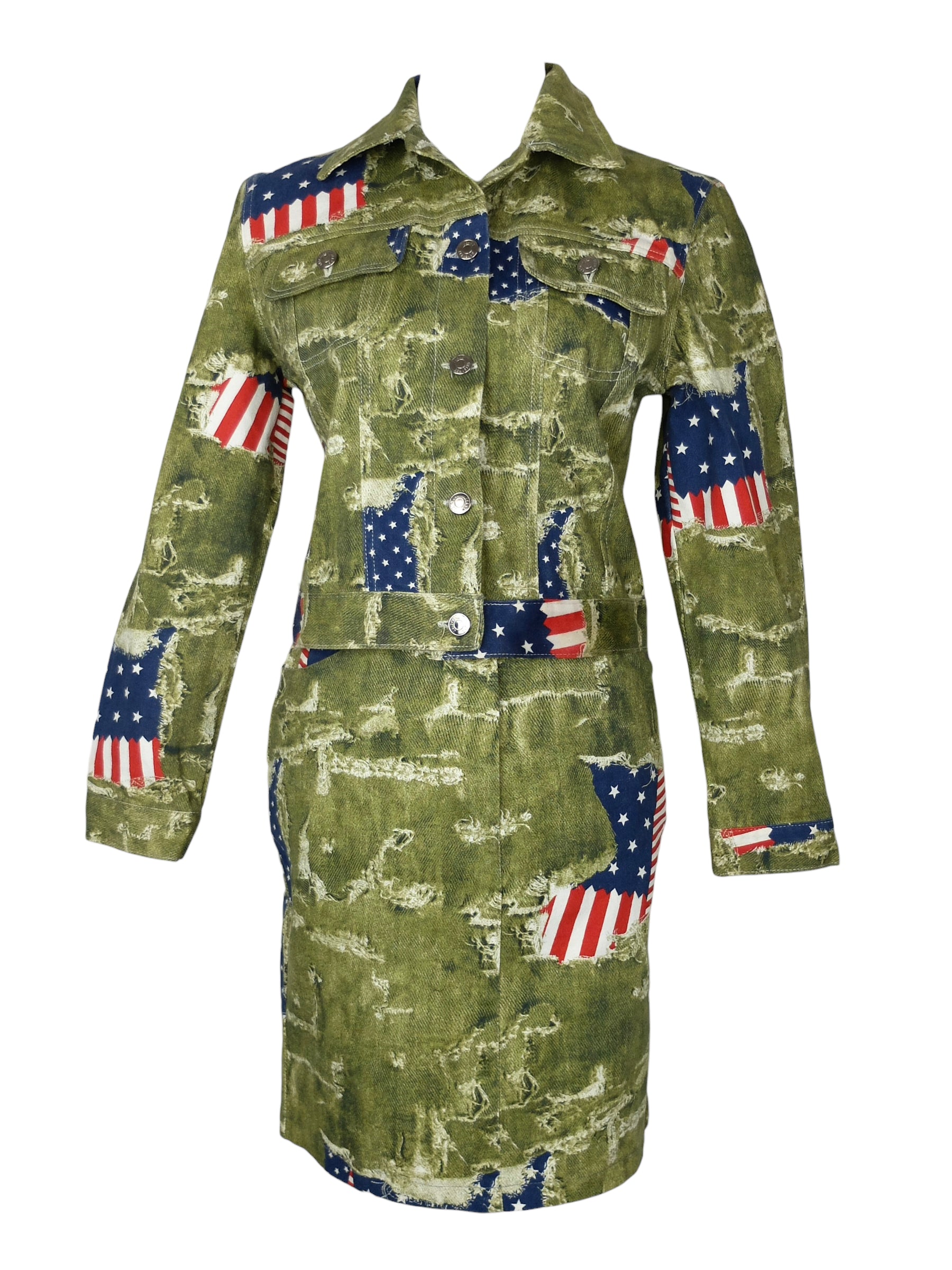 【SALE】y2k archive 00's Modscoat military Y2K Utility Camo Army Jacket (Patches) Size M Led Zeppelin's
