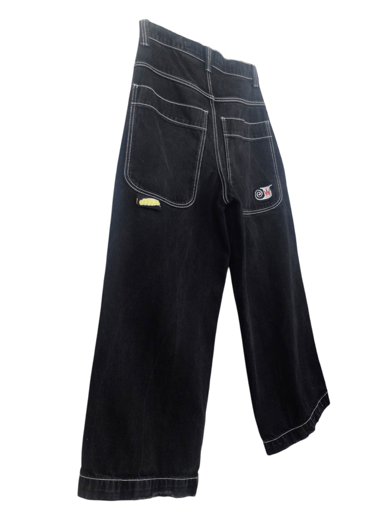 Vintage 2000s Y2K JNCO Black Oversized Baggy Wide Leg Jeans | 33 Inch Waist