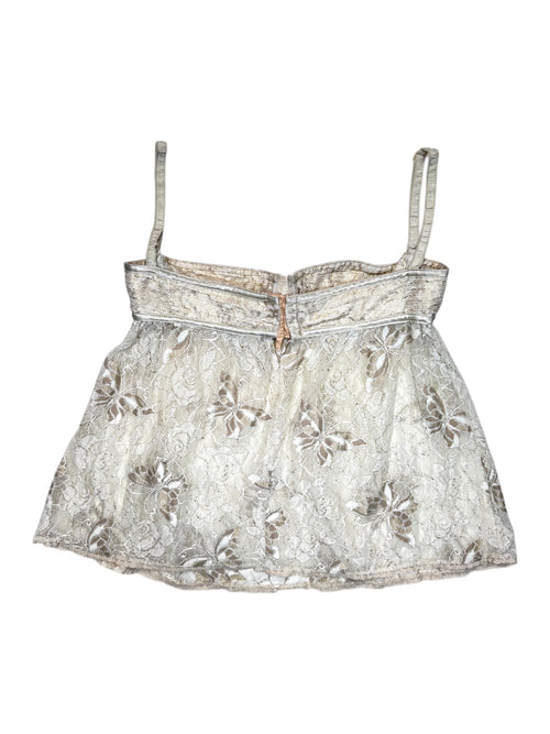 Vintage 2000s DOLCE & GABBANA Cream & Metallic Gold Butterfly Lace Bustier Corset Top | Size S