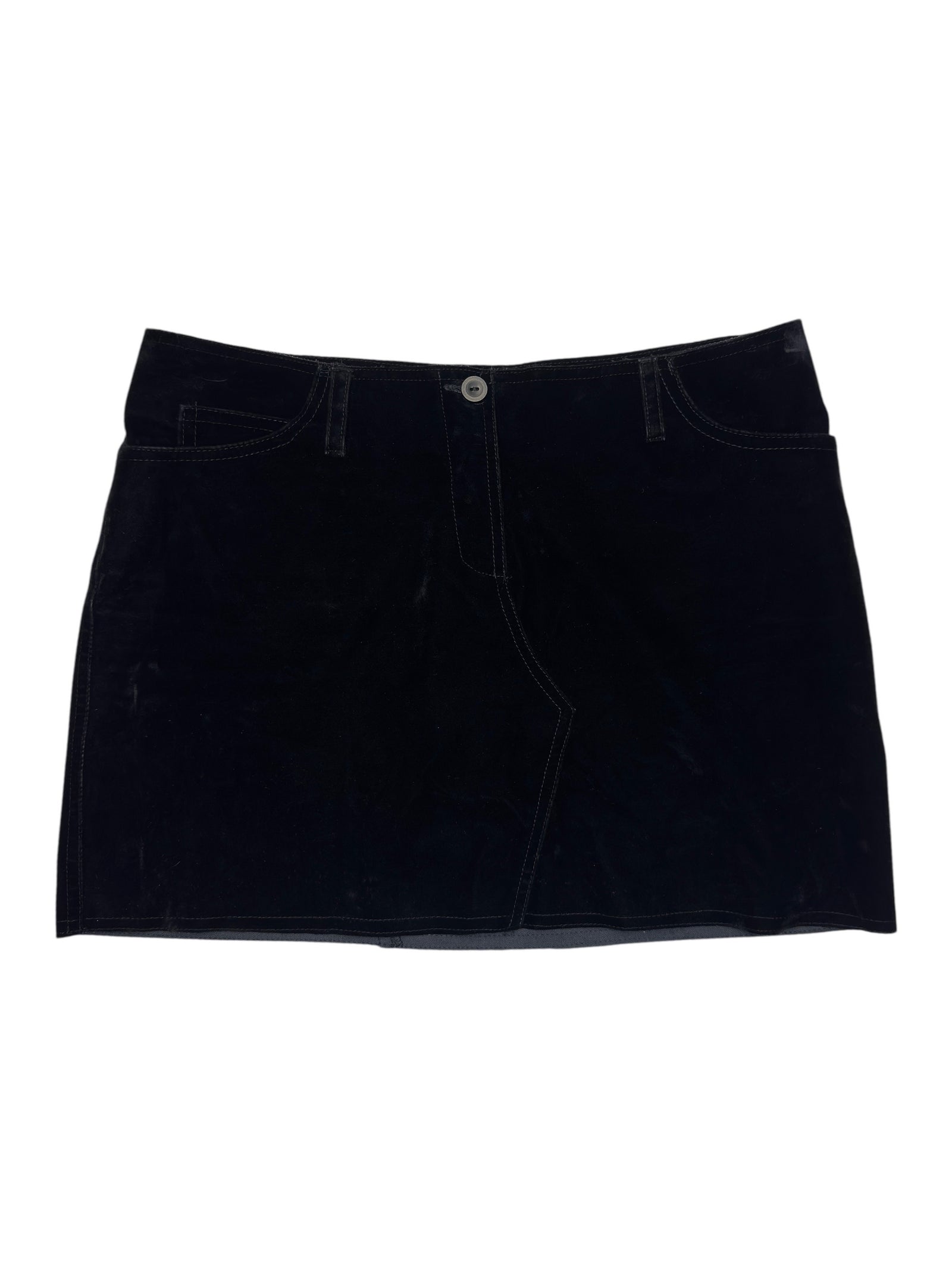 Vintage 2000s Black Velour Low Rise Micro Mini Skirt | Size S