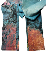 Vintage 90s 1999 Y2K Cavalli High Waisted Abstract Blue Coral Print Graphic Jeans | 28 Inch Waist