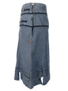 Vintage 2000s Y2K Soft Grunge Bohemian Subversive Medium Wash Blue Denim Below-the-Knee Midi Skirt | Size S