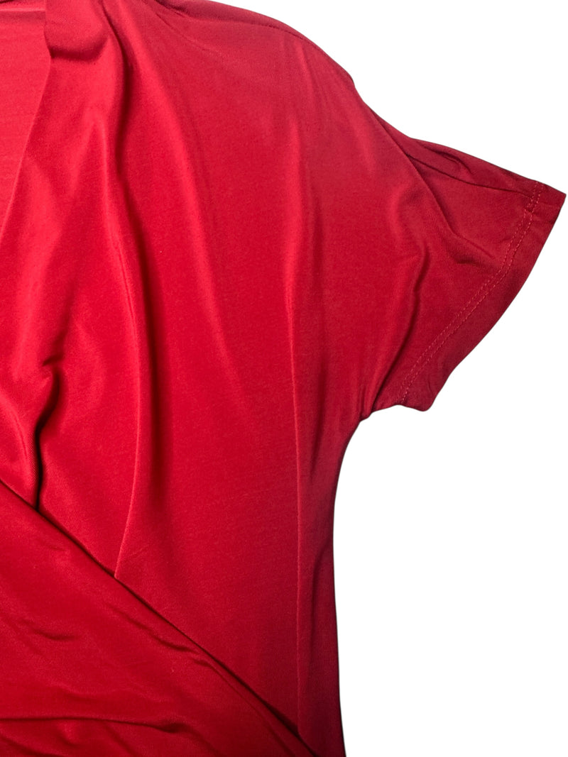 Vintage 2000s Y2K Max Mara Studio Short Sleeve V-Neck Draped Blouse | Size M
