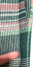 Vintage 70s Mod Bohemian Hippie High Waisted Wool Green & Pink Tartan Check Print Wide Leg Trousers | 26 Inch Waist
