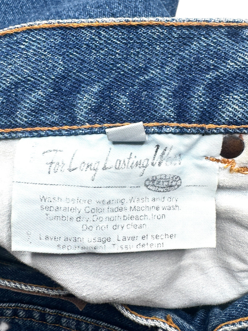 Vintage 2000s Y2K Fiorucci Mid High Rise Fitted Blue Jean Denim Mini Skirt | 28 Inch Waist