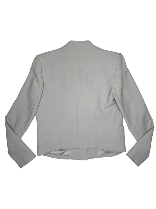 Vintage 2000s HELMUT LANG Grey Fitted Cropped Blazer Jacket with Shoulder Pads | Size S