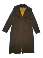 Vintage 2000s Etro Dark Brown Wool Collared Mid-Length Button Down Peacoat | Size M-L