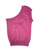 Vintage 2000s ICEBERG Pink Asymmetrical Off-the-Shoulder Knit Top | Size S