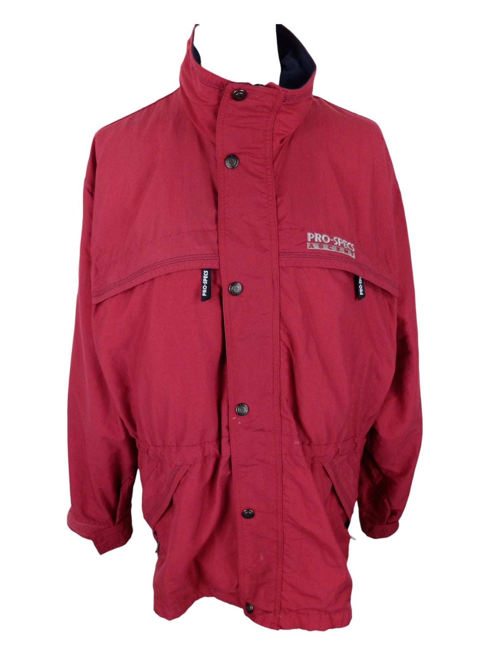 Vintage 90s Y2K Men’s Streetwear Sportswear Solid Red Snap Down High Neck Padded Jacket | Men’s Size XL