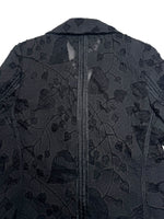 Vintage 90s Y2K Grunge Black Lightweight Collared Button Down Blazer Jacket With Mesh Cutout Details | Size S-M