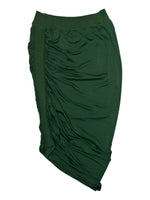 Vintage 2000s JEAN PAUL GAULTIER Soleil Deadstock Mid-Rise Stretchy Green Silk Blend Asymmetrical Knee Length Midi Skirt | Size S-M